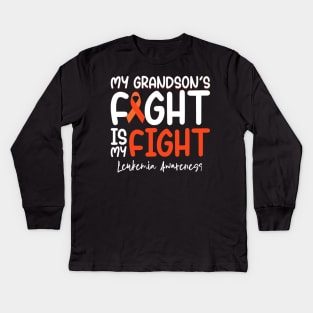 My Grandsons Fight Is My Fight Leukemia Cancer Awareness Kids Long Sleeve T-Shirt